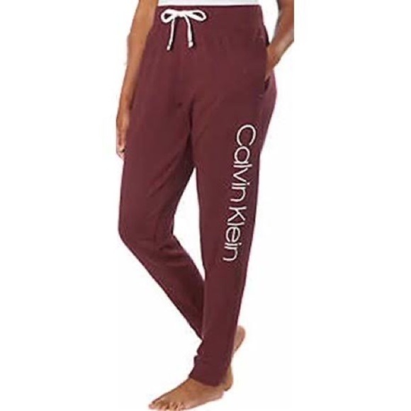 Calvin Klein Burgundy Red Terry Cotton Lounge Jogger Sweatpants L - Picture 1 of 4